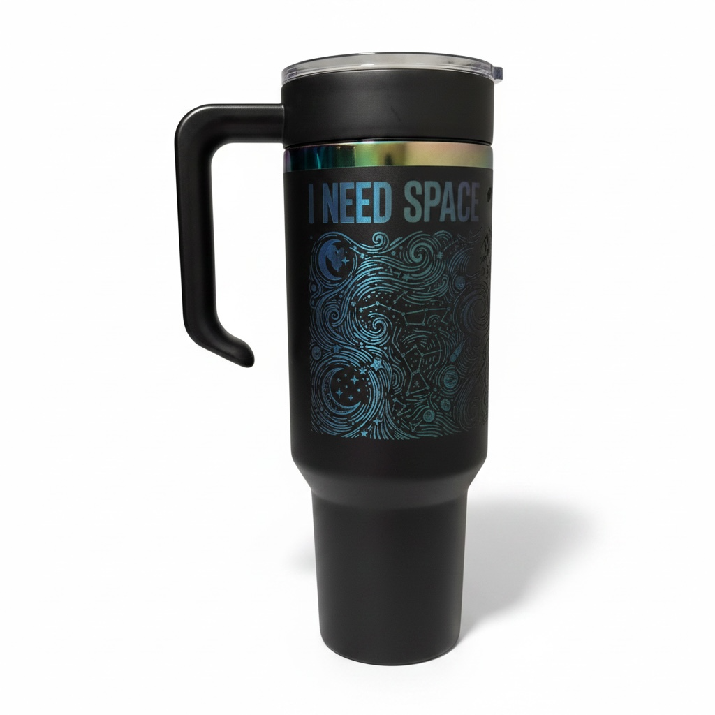 I Need Space engraved 40oz tumbler