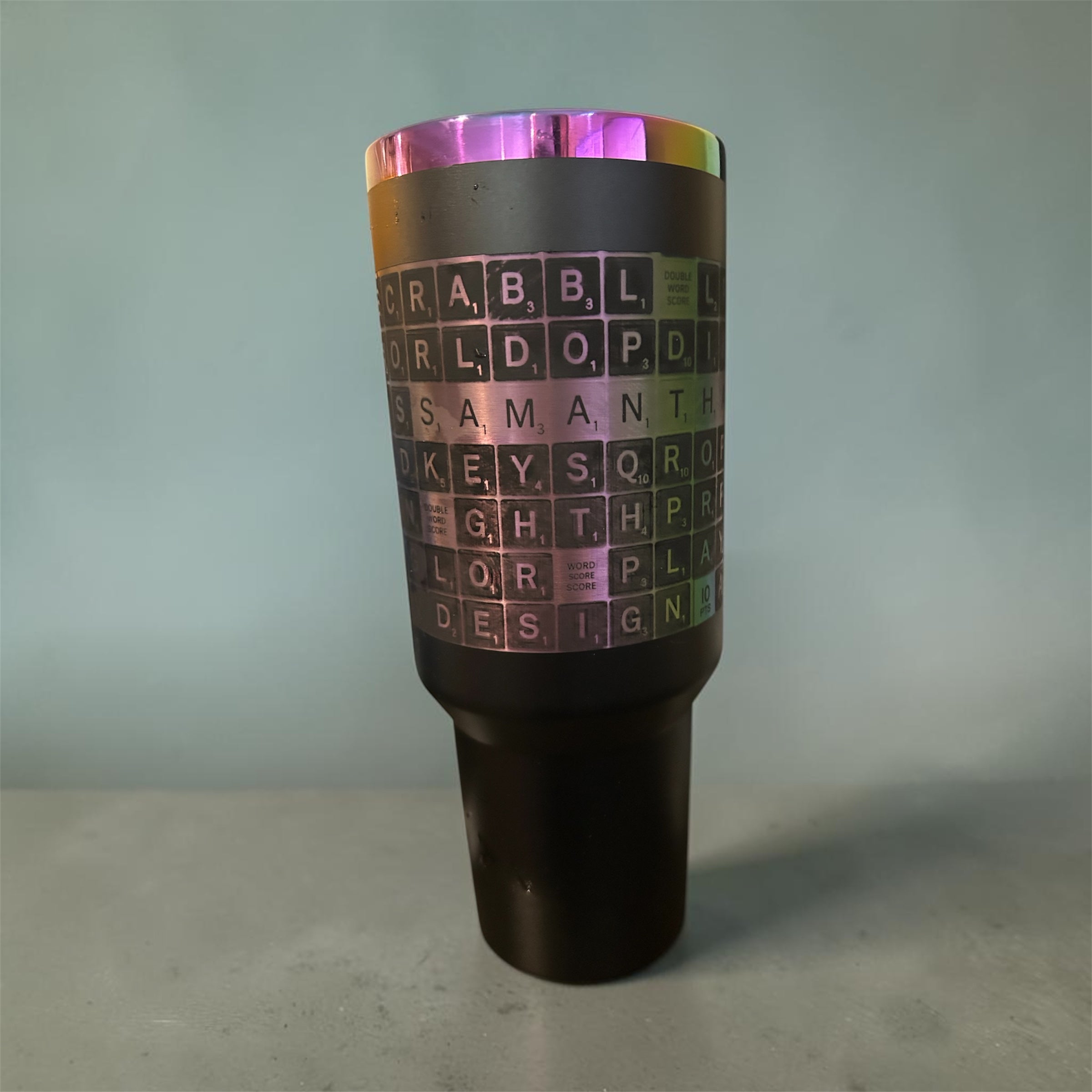 Custom Scrabble Laser engraved tumbler