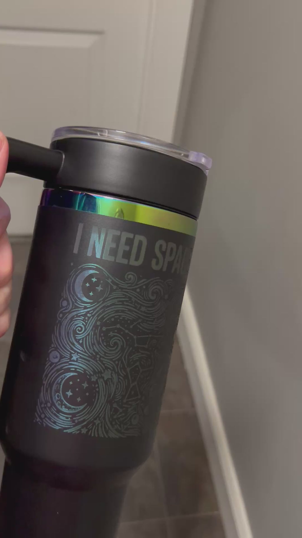 I Need Space engraved 40oz tumbler